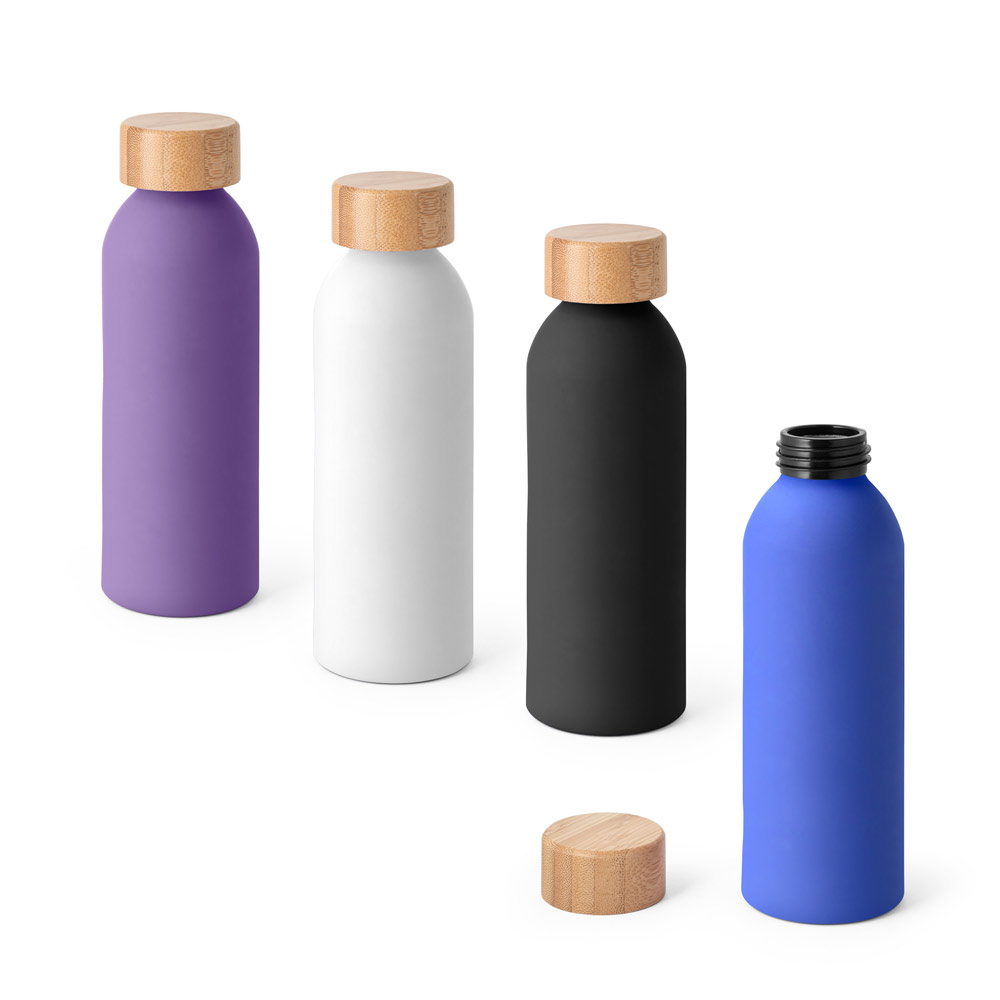 Garrafa Em Alumínio Com Tampa Em Bambu 550 ml