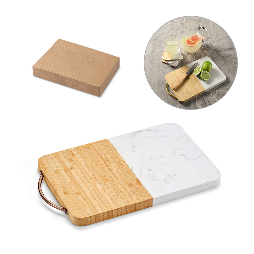 Imagem do produto Tábua de corte em bambu e mármore em formato retangular