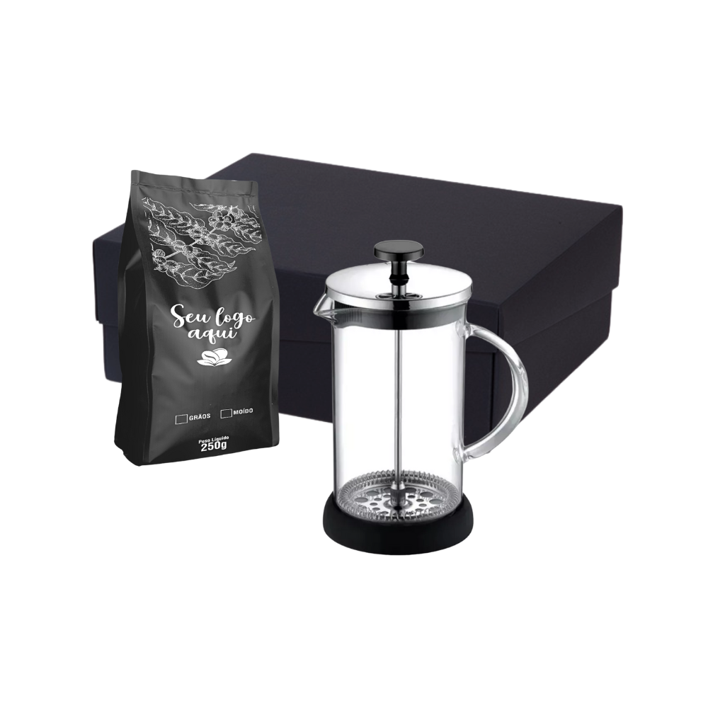 Kit Café Prensa Francesa de Vidro 350ml 2 peças